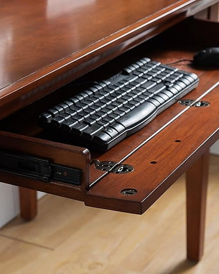 Leick Home 87400 Laptop Desk with Drop Front Keyboard Drawer, Westwood Cherry - LeafyLoom