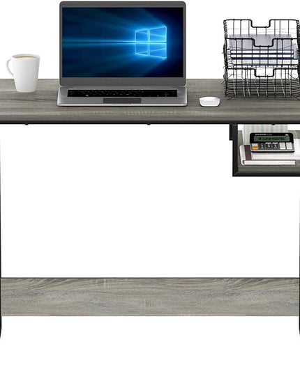 Furinno Moretti Lifestyle Study Desk, 35 Inches, French Oak Grey - LeafyLoom