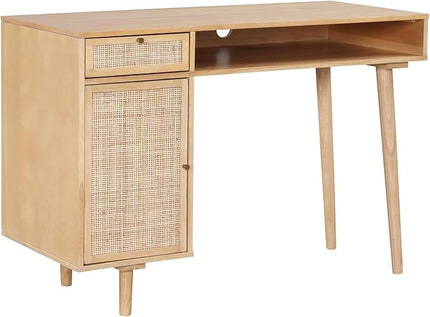 Nathan James Jacklyn Modern Home Office Writing Desk, OneSize, Natural Brown - LeafyLoom