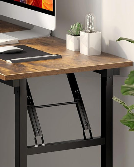 Need Office Computer Desk - 47.2L Sturdy and Heavy Duty Folding Laptop Table,Writing Table/Home Office Desk/Sewing Table,No Assembly Required,Rustic Brown AC5FB(120 * 60) - LeafyLoom