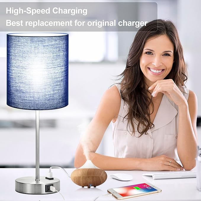 ๐ฎ๐ฌ๐ฎ๐ฏ ๐ก๐๐ช Set of 2 Touch Control Table Lamps with 2 USB & AC Outlet, 3-Way Dimmable Bedside Nightstand Lamps for Bedroom Living Room Nursery, 800 Lumens 5000K Daylight Bulbs Included - LeafyLoom