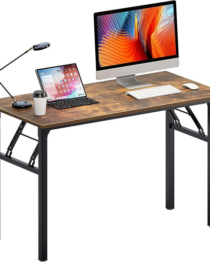 Need Office Computer Desk - 47.2L Sturdy and Heavy Duty Folding Laptop Table,Writing Table/Home Office Desk/Sewing Table,No Assembly Required,Rustic Brown AC5FB(120 * 60) - LeafyLoom