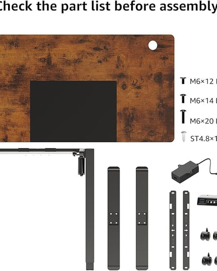 MOUNTUP 55x28 Inches Electric Height Adjustable Standing Desk, Sit Stand Desk with Memory Controller, Ergonomic Stand Up Desk for Home Office with Splice Board, Rustic Brown+Black - LeafyLoom