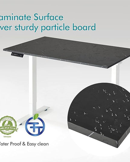 Kaboon Universal Tabletop 55"x23.62" Solid One-Piece Melamine Table Top, Double Desk L-Desk DIY, Home and Office Countertop,Cloud Atlas/Black Marble - LeafyLoom