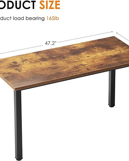 Need Computer Desk, 47 inch Home Office Desk, Modern Simple Style Home Office Gaming Desk, Basic Writing Table for Study Student, Black Metal Frame, Rustic Brown - LeafyLoom