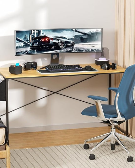 MoNiBloom Computer Desk, Modern Simple Style Laptop Table for Reading Writing Livingroom Bedroom - Light Walnut - LeafyLoom