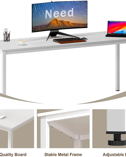 Need 70.8 Inch Executive Office Desk, Large Stylish Computer Desk, Simple Study Writing Desk, Workstation Business Furniture for Home Office, White - LeafyLoom