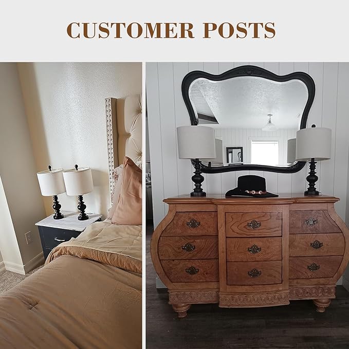 BOBOMOMO 20" Table Lamp Set of 2 for Bedroom Living Room Vintage Rustic Traditional Nightstand Bedside Lamps(suitable for decorating small areas) - LeafyLoom