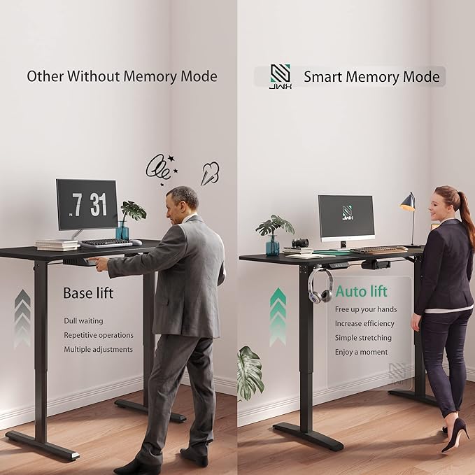 Standing Adjustable Desk, 63 inches L Shaped Electric Standing Gaming Desk with Locking Wheels, Cup Holder, Headphone Hook, Cable Manager, Mouse pad, Carbon Fiber Textured Pane - LeafyLoom