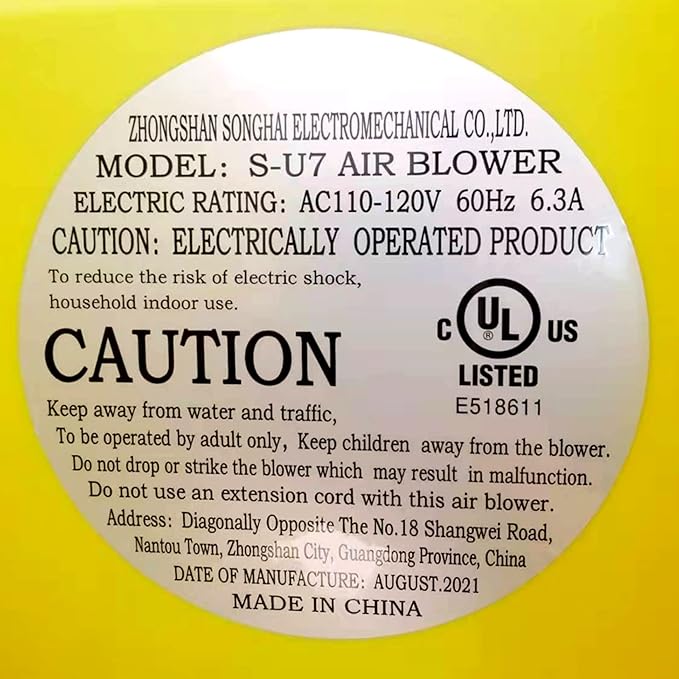 750W(1HP) Blower, Commercial Inflatable Bounce Blower, Ideal for Inflatable Bounce Houses, Bouncy Castles (UL Certification) - LeafyLoom