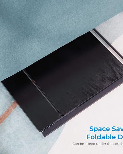 GreenForest Folding Desk No Assembly Required Large Size, 2-Tier Foldable Computer Desk with Shelf for Home Office, Space Saving Portable Laptop Study Foldable Table for Bedroom, Black - LeafyLoom