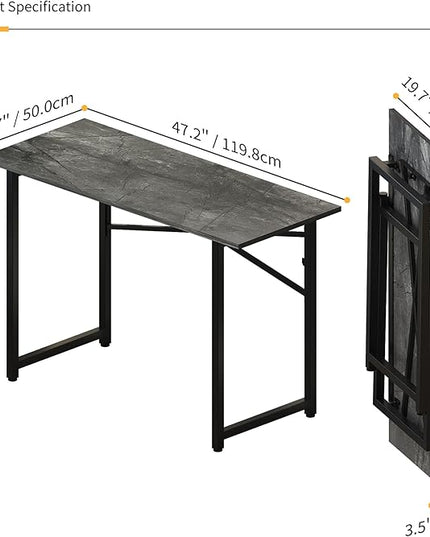 Folding Computer Desk 47 inch Writing Gaming Computer Camping Table, No Assembly Required Home Office Desk, Grey - LeafyLoom