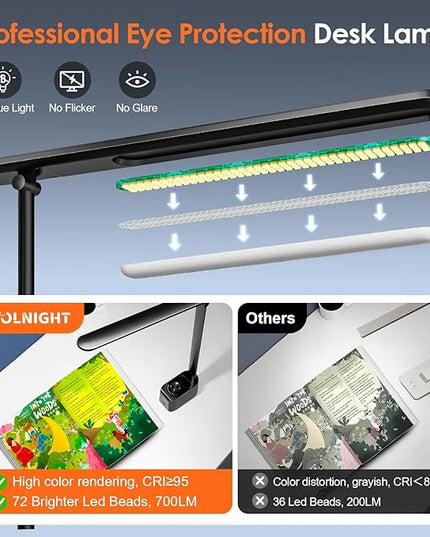 Desk Lamp for College Dorm Room,55 Lighting Modes Dorm Lamp for Dorm Desk Lamp,700 Lumen LED Desk Lamp with USB Charging Port,Desk Light with Clock+Pen Holder,Desk Lamps for Home Office Lamp for Desk - LeafyLoom