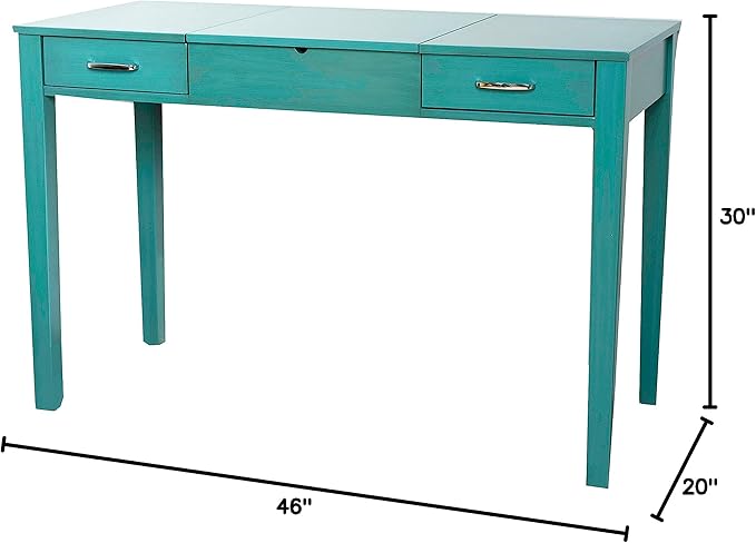 Hives & Honey Parsons Writing Vanity Computer Desk Office Furniture - Turquoise - LeafyLoom