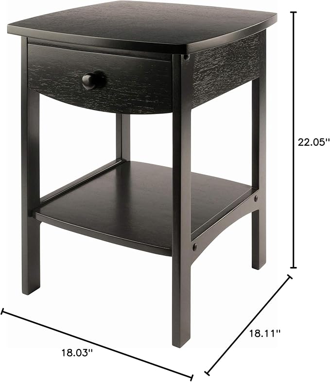 Winsome Basics Solid Wood End Table Nightstand - LeafyLoom