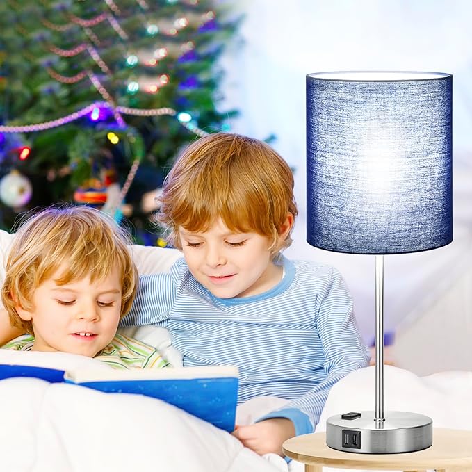 ๐ฎ๐ฌ๐ฎ๐ฏ ๐ก๐๐ช Set of 2 Touch Control Table Lamps with 2 USB & AC Outlet, 3-Way Dimmable Bedside Nightstand Lamps for Bedroom Living Room Nursery, 800 Lumens 5000K Daylight Bulbs Included - LeafyLoom