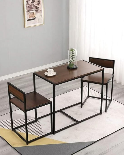 SDHYL 3 Piece Dining Set Dining Table Set with 2 Chairs Breakfast Table for Kitchen, Coffee Table Set, Home Office Table Set, Computer Table for 2, Portable Table Set, Walnut - LeafyLoom