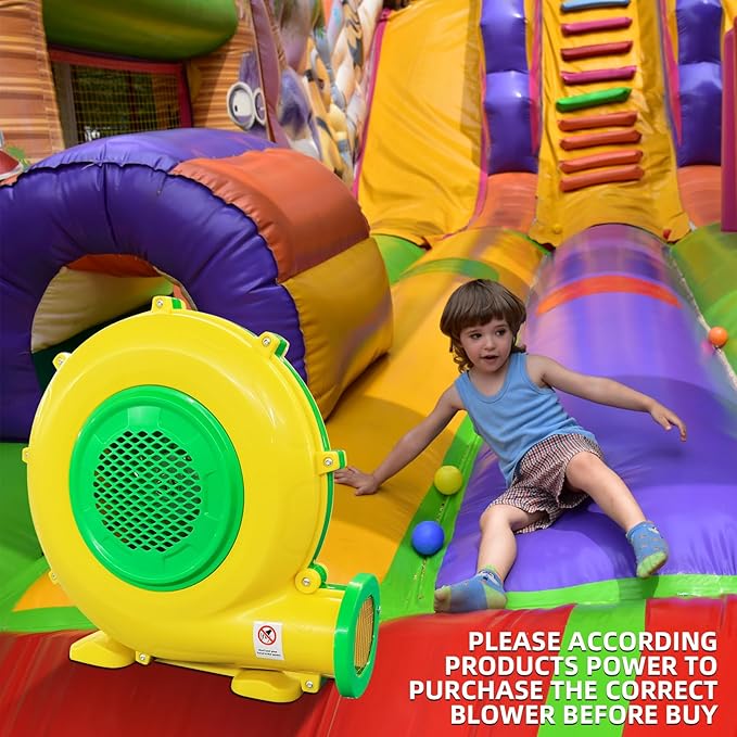 Air Blower for Inflatables, 950Watt 1.25HP Bounce House Blower, Inflatable Bubble House Blower, Electric Fan Pump for Outdoor Inflatable Paint Booth Water Slid, Bouncy Castle, Jumper, Blower Corded - LeafyLoom