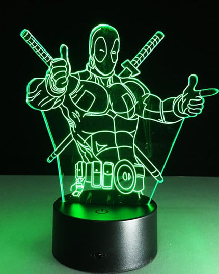 VALEN 3D Desk lamp Acrylic Deadpool Night Light 7 Color Change Furniture Decorative Colorful Gift Household Accessories Boy Toys - LeafyLoom