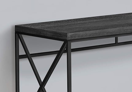 Monarch Specialties Modern Industrial Style-Home & Office Writing Table with Sturdy Crisscross Metal Computer Desk, 48" L, Black Reclaimed Wood-Look/Black Frame - LeafyLoom