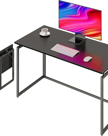 Folding Desk 30 Inch - Small Foldable Desk for Small Space Minimalist, Space Saving Collapsible Compact Desk Portable Table for Craft, Writing, Study and Work (No Assembly Required) - LeafyLoom