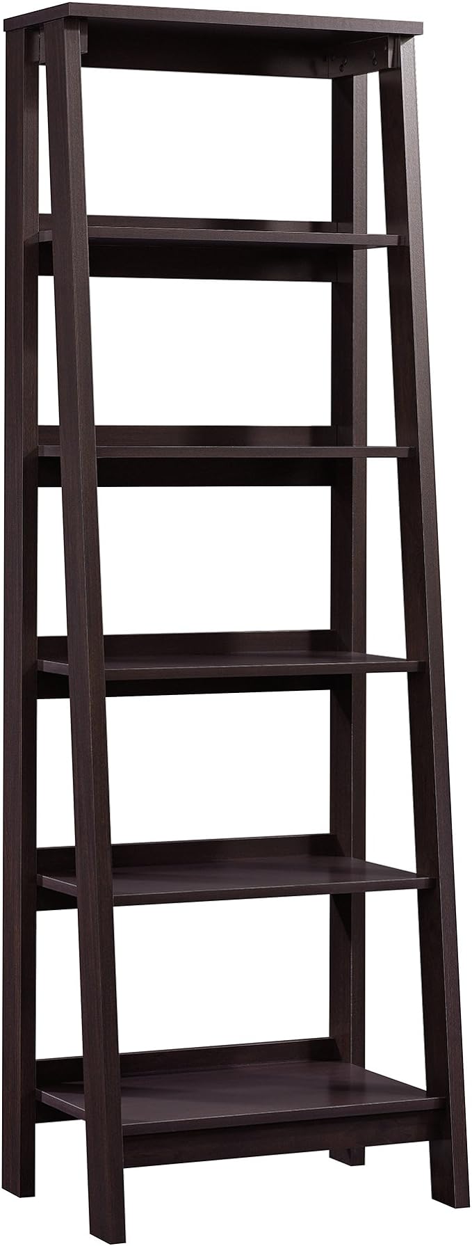 Sauder Trestle 5 Bookcase/Book Shelf, L: 23.54" x W: 16.61" x H: 71.14", Jamocha Wood finish - LeafyLoom