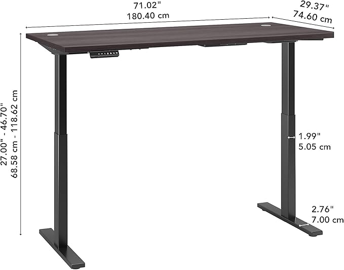 Bush Business Furniture Move 60 Electric Ergonomic Sit-Stand Computer Table for Home and Professional Office, 72W x 30D, Storm Gray - LeafyLoom