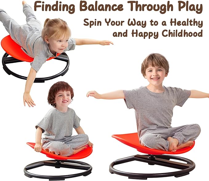 Kids Sensory Chair for Autism Kids Swivel Chair, Sensory Spin Chair Seat Improve Physical Coordination Wobble Chair for Kids Sit and Spin Relief of Motion Sickness - LeafyLoom