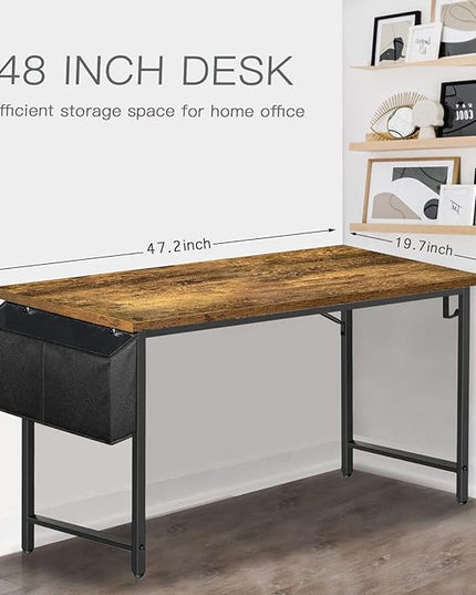 Lufeiya Home Office Desks 47 inch Desk for Bedroom Modern Simple Student Study Table 48 Vintage Writing Computer Desk, Rustic Brown - LeafyLoom