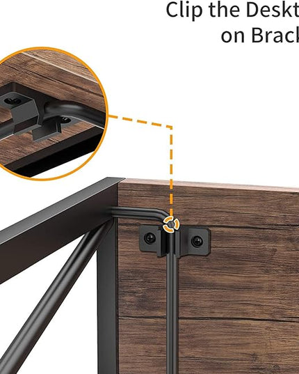 NWCD3D Folding Computer Desk, Brown - LeafyLoom