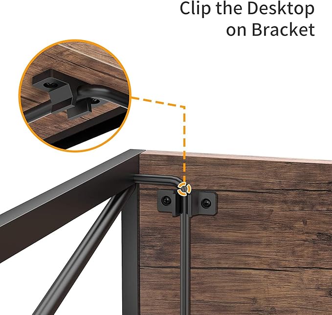 NWCD3D Folding Computer Desk, Brown - LeafyLoom
