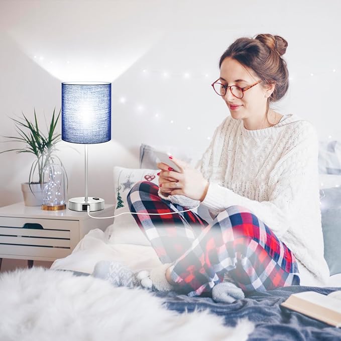๐ฎ๐ฌ๐ฎ๐ฏ ๐ก๐๐ช Set of 2 Touch Control Table Lamps with 2 USB & AC Outlet, 3-Way Dimmable Bedside Nightstand Lamps for Bedroom Living Room Nursery, 800 Lumens 5000K Daylight Bulbs Included - LeafyLoom
