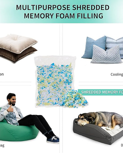 5lbs Shredded Memory Foam Filling for Bean Bag Filler, Premium Soft Filling,without Added Gel Particles,Very Suitable for Filling Bean Bags and Pillows - LeafyLoom
