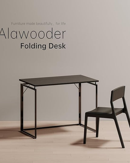 Folding Desk 30 Inch - Small Foldable Desk for Small Space Minimalist, Space Saving Collapsible Compact Desk Portable Table for Craft, Writing, Study and Work (No Assembly Required) - LeafyLoom