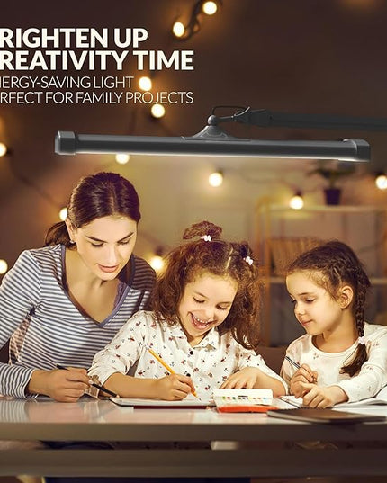 Super Bright 2,300 Lumens Powerful Professional Eye Care LED Desk Lamp, Brightness & Color Temperature Adjustable, Task Light for Home, beauty, Crafting, Office, Workbench (CCT, Dimmable, Silver) - LeafyLoom