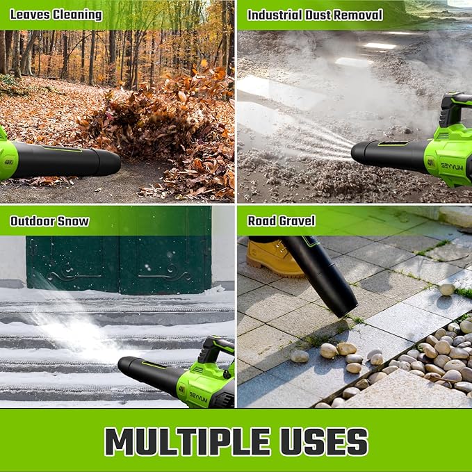 SEYVUM 40V Leaf Blower Cordless - 600CFM 165MPH, Electric Leaf Blower with Upgrade 40V 2.5Ah Battery & Charger, Leaf Blower for Lawn Care with Shoulder Strap - 3 Speed Mode for Leaf/Dust/Snow Blowing - LeafyLoom