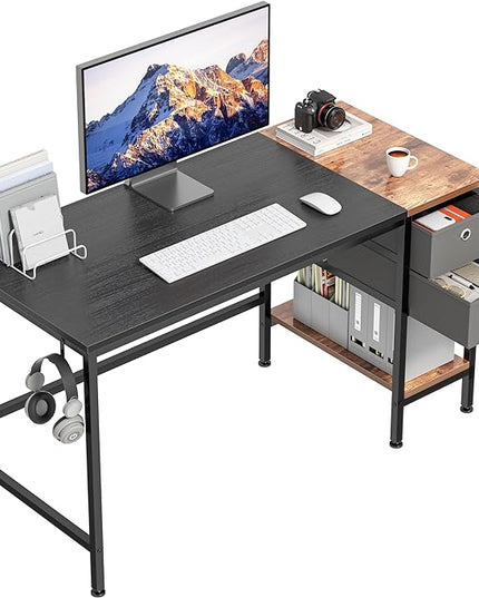HOMIDEC Office Desk, Computer Desk with Drawers 40" Study Writing Desks for Home with Storage Shelves, Desks & Workstations for Home Office Bedroom - LeafyLoom