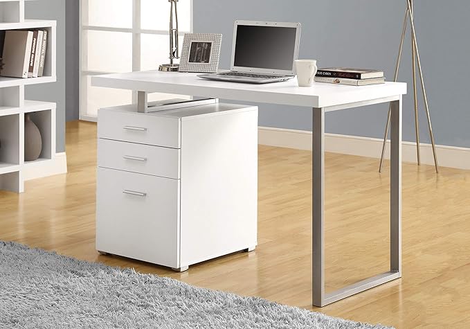 Monarch Specialties Hollow-Core Left or Right Facing Desk, 48-Inch Length, White - LeafyLoom