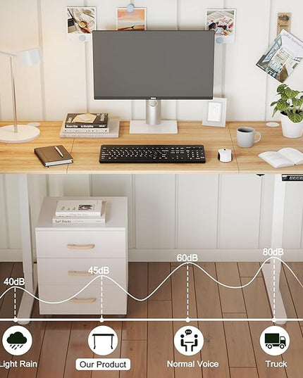 Monomi Electric Standing Desk, 71 x 31.5 inches Height Adjustable Desk, Ergonomic Home Office Sit Stand Up Desk with Memory Preset Controller (Natural Top/White Frame) - LeafyLoom