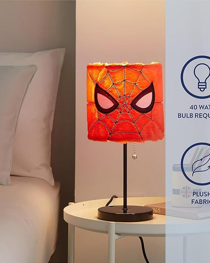 Idea Nuova Marvel Spiderman Plush Shade Stick Table Lamp, Red - LeafyLoom