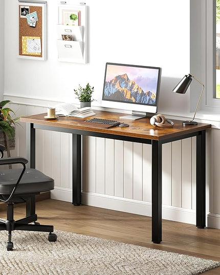 Need Small Desk, 39.4 inches Sturdy Writing Desk for Small Spaces, Small Computer Desk Teens Desk Study Table Laptop Desk Home Ofice Desk, Black Metal Frame, Rustic Brown - LeafyLoom