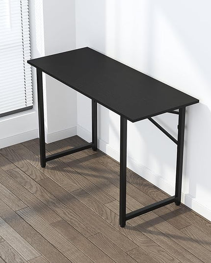 Folding Computer Desk 47 inch Writing Gaming Computer Camping Table, No Assembly Required Home Office Desk, Black - LeafyLoom