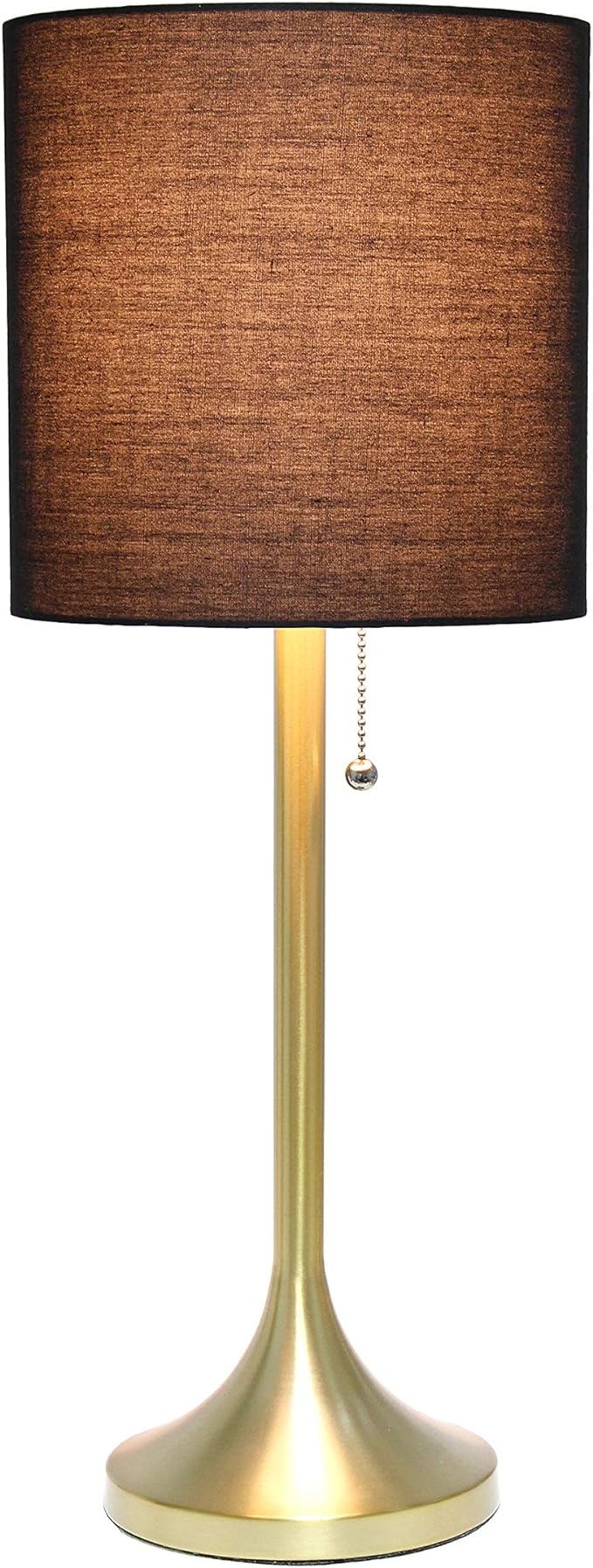Simple Designs LT1076-GDB Tapered Fabric Drum Shade Table Lamp, Gold and Black, Gold/Black, 8 x 8 x 21 - LeafyLoom
