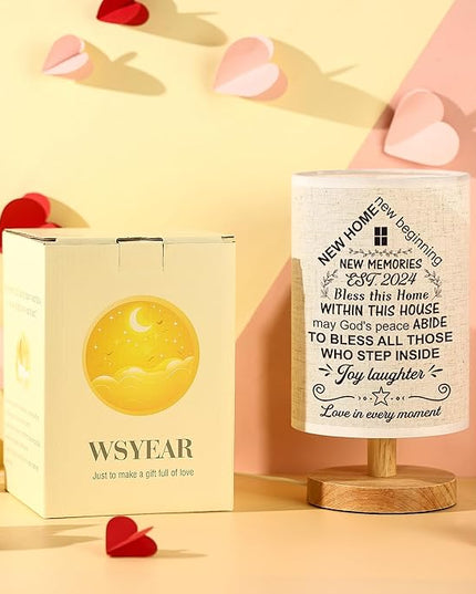 WSYEAR Housewarming Gift for New House Decor, Table Lamp Housewarming Gift Ideas,House Warming Gifts New Home Women Couple, New Home New Adventure New Memories - LeafyLoom