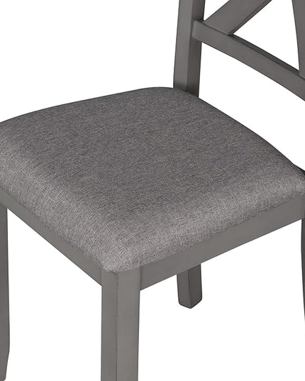 6-Piece Kitchen Set Wooden Rectangular Dining Table, 4 Fabric Chairs and Bench Family Furniture, Gray, 3 - LeafyLoom