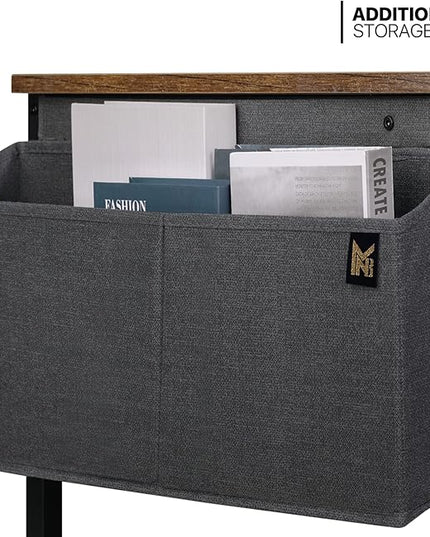 MoNiBloom Home Office Gaming Desk, 55 Inches Computer Study Table with A Storage Bag, Rustic Brown - LeafyLoom