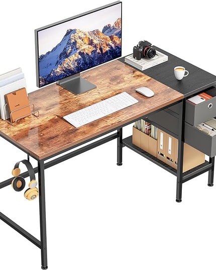 HOMIDEC Office Desk, Computer Desk with Drawers 40" Study Writing Desks for Home with Storage Shelves, Desks & Workstations for Home Office Bedroom - LeafyLoom