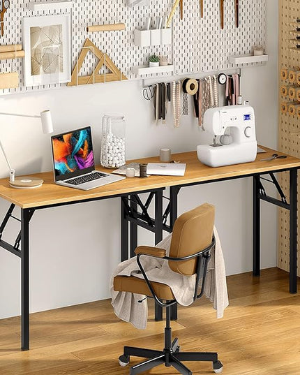 Need Office Computer Desk - 47.2L Sturdy and Heavy Duty Folding Laptop Table,Writing Table/Home Office Desk/Sewing Table,No Assembly Required (Teak Color) AC5BB12060 - LeafyLoom