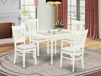 East West Furniture MZVA5-LWH-C Monza 5 Piece Modern Set Includes a Rectangle Wooden Table with Dropleaf and 4 Linen Fabric Dining Room Chairs, 36x54 Inch - LeafyLoom