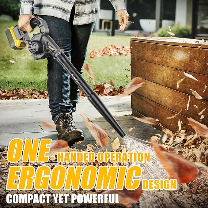 LIVOWALNY Lightweight Battery Leaf Blower: Cordless Battery Operated Blower for Dewalt 20v Battery - Electric Leaf Blowers & Vacuum 2-in-1 with 3 Speed Mode for Yard Driveway Patio Garage Sidewalk - LeafyLoom